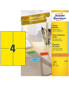 Photo Étiquettes autocollantes Jaunes 105 x 148 mm AVERY 3459