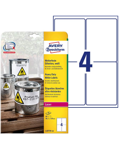 Photo Étiquettes résistantes aux intempéries - 99,1 x 139 mm AVERY L4774-20