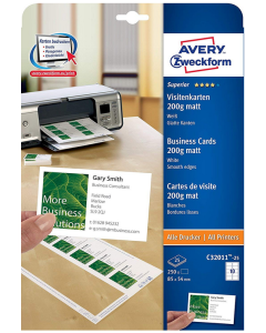 Photo Carte de visite blanche - 85 x 54 mm - 200 g AVERY Quick et Clean