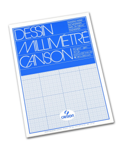 200067107 CANSON  : Bloc de 50 feuilles de papier millimétré - A4  (Trait bleu)