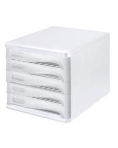 Photo Bloc de rangement - 5 tiroirs - Blanc/Gris clair : HELIT H6129482