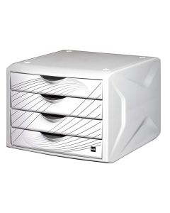 Photo Bloc de rangement - 4 tiroirs : HELIT Caméléon Blanc White queen