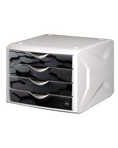Photo Bloc de rangement - 4 tiroirs : HELIT Caméléon Blanc Dark Hexagon H6129695