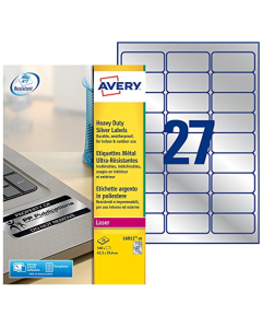 Photo Étiquettes adhésives de signalisation - Argent - 63,5 x 29,6 mm AVERY L6011-20