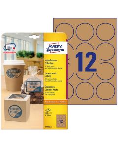 Photo Étiquettes rondes - Diamètre de 60 mm - Kraft AVERY 