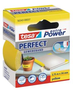 Photo TESA 00037-03 : Ruban adhésif toile extra Power - Jaune - 38 mm x 2.75 m