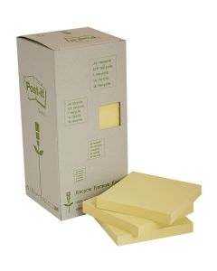 POST-IT Bloc notes adhésives recyclables - Jaune - 76 x 76 mm
