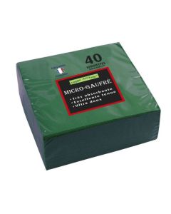 Serviettes de table Micro-Gaufrées - 380 x 380 mm -Vert Sapin : PRO NAPPE Lot de 40 image