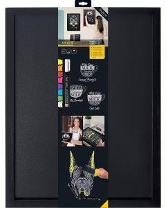 Ardoise murale - Cadre noir - 400 x 600 mm : SECURIT Woody Visuel