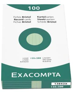 Photo Fiches Bristol lignées - 125 x 200 mm - Vert EXACOMPTA Image