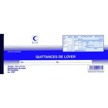 Carnet avec souche - Quittance de loyer ELVE 137