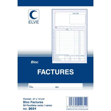 2031 ELVE : Bloc de Factures vierges - 210 x 140 mm couverture