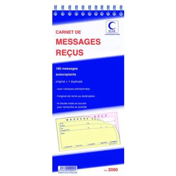 ELVE : Lot de  carnets autocopiants 2090 - Messages téléphoniques