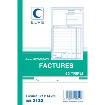 FACTURES Carnet autocopiant Tripli - 210 x 140 mm Elve 2122