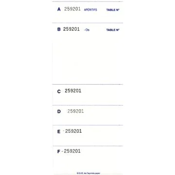 ELVE : Lot de 10 blocs BRASSERIE - Autocopiants Dupli - 259 x 100 mm 2208