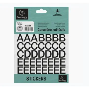 Pochette de Lettres adhésives de A à Z - 20 mm - Noir : EXACOMPTA image