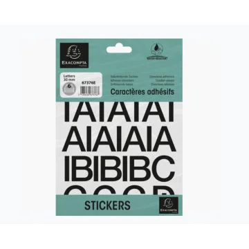 Pochette de Lettres adhésives de A à Z - 30 mm - Noir : EXACOMPTA image