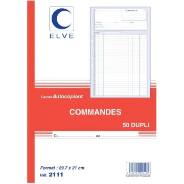 Photo Carnet de commandes 297 x 210 mm - Autocopiant Dupli ELVE