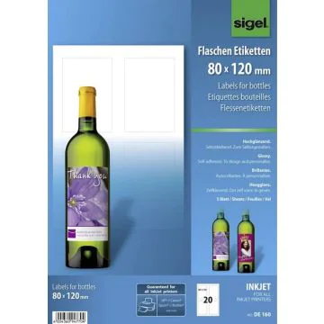 Étiquettes pour Bouteilles - Extra Blanc - 80 x 120 mm SIGEL