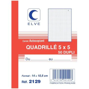 QUADRILLE Carnet autocopiant Dupli - 140 x 105 mm Elve 2129