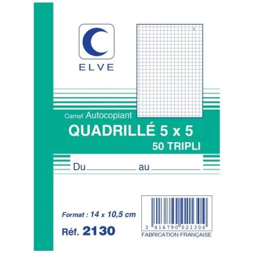 QUADRILLE Carnet autocopiant Tripli - 140 x 105 mm 2130 Elve