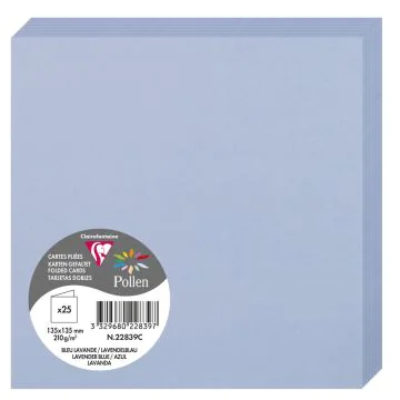 Photo Cartes double en papier - 135 x 135 mm - Bleu Lavande CLAIREFONTAINE Pollen Lot de 25