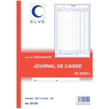 Journal de caisse  Manifold autocopiant  Dupli - 297 x 210 mm ELVE 3110
